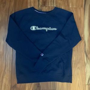 Champion Women’s Ladies Navy Blue Crewneck Sweatshirt Top EUC M Medium